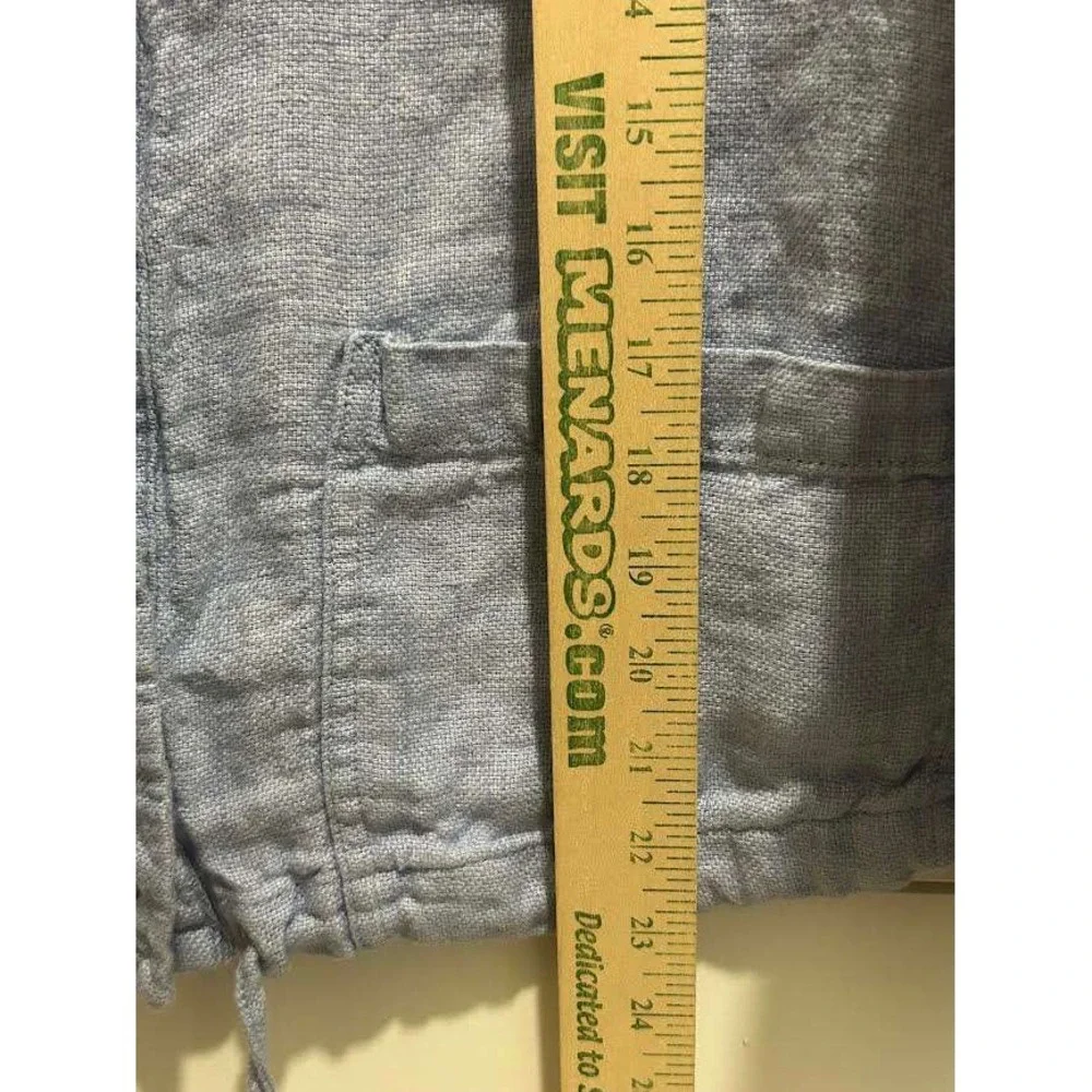 C&C California Womens Blue 100% Linen Nautical Coastal Jacket Roll Tab Med - Picture 4 of 8